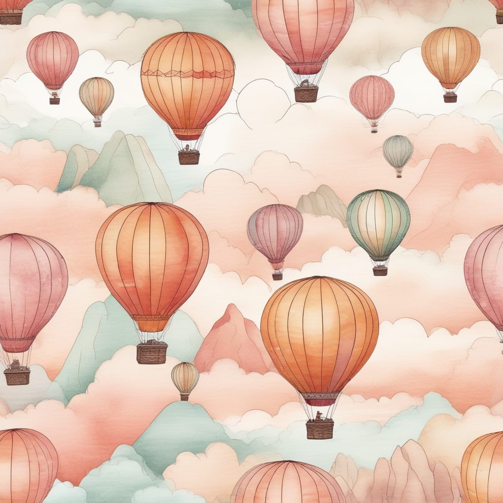🎈 异想天开的热气球之旅：童年故事书风格插画提示词