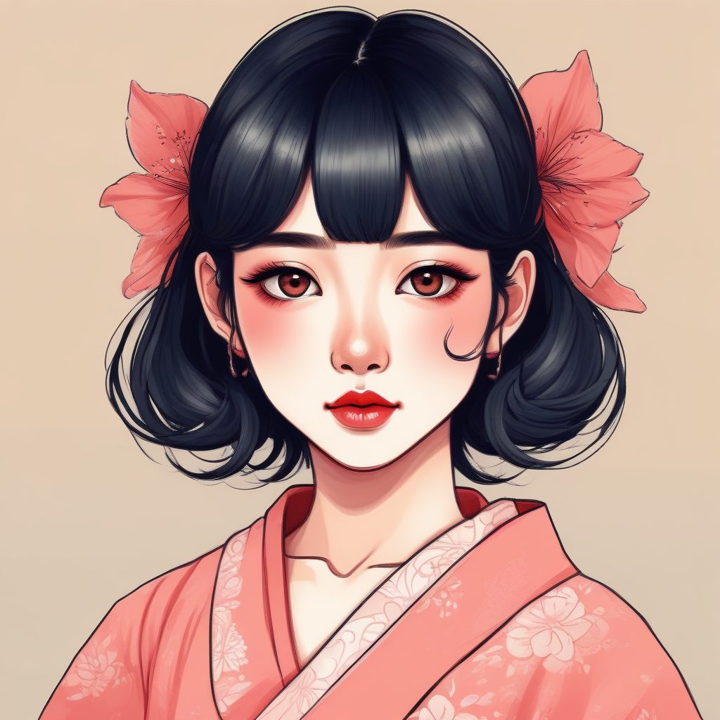 异想天开的童话感：日系少女头像，突出细腻眼睛和腮红妆容