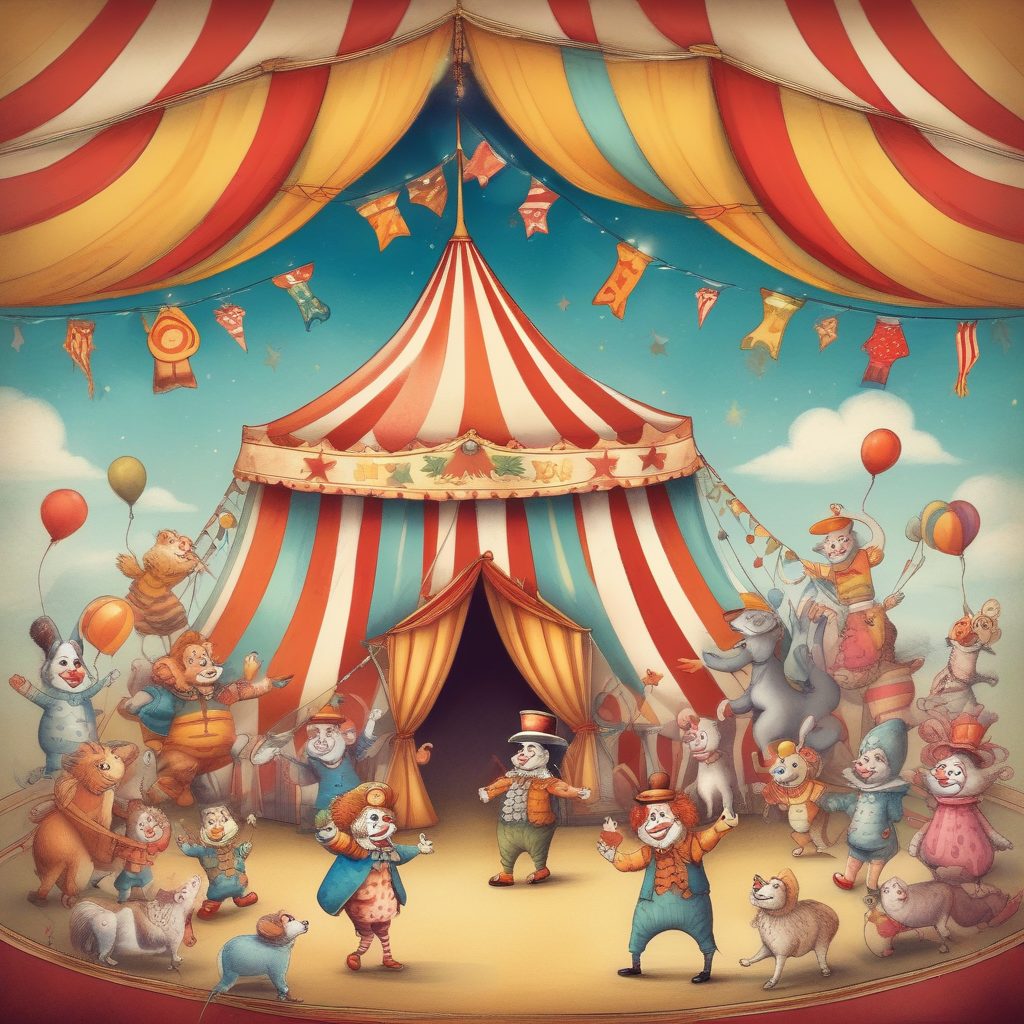 🤡异想天开！马戏团主题绘本插画，彩色铅笔高分提示词分享