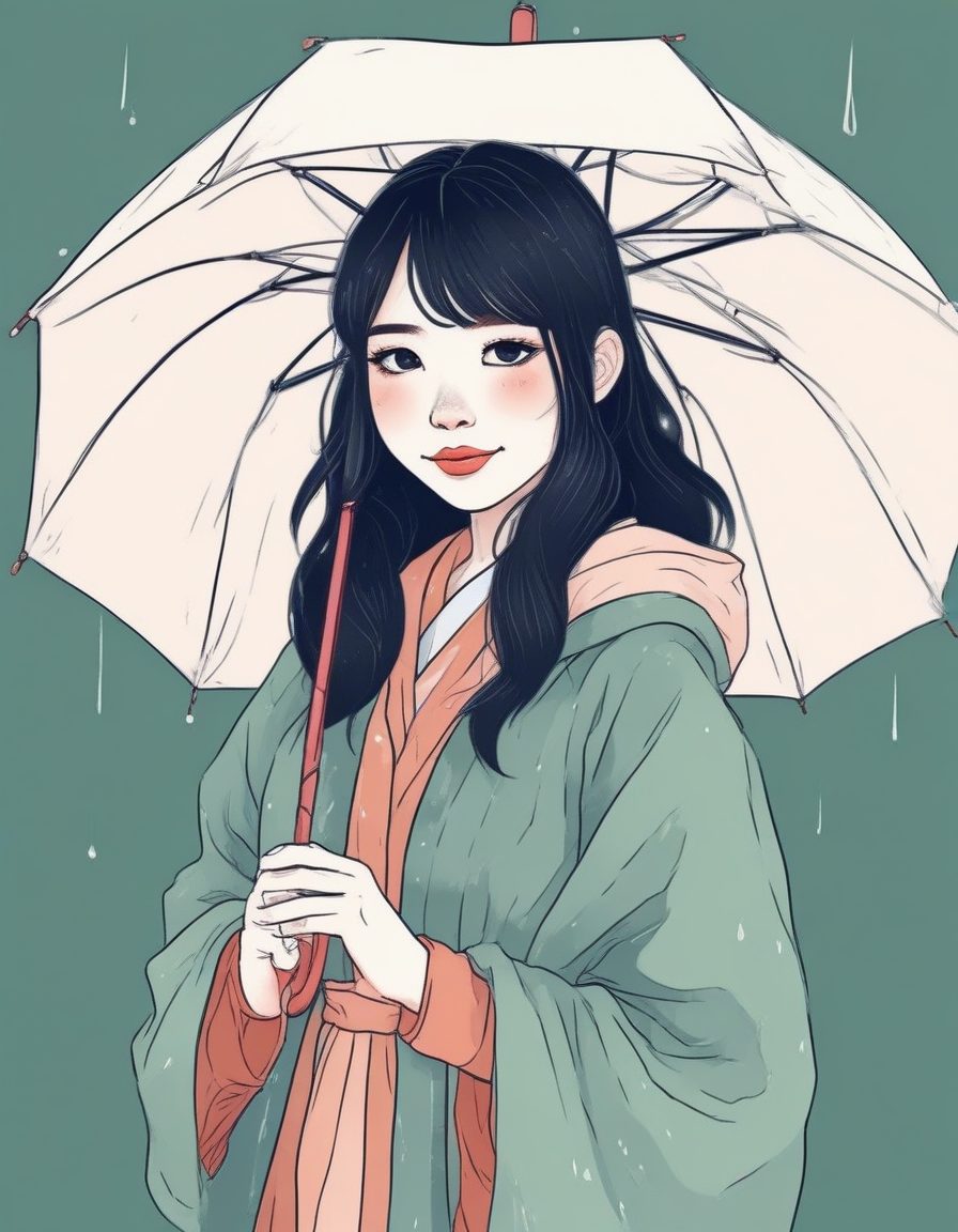 阴雨天限定：透明雨伞下的日系可爱少女手绘线稿技巧
