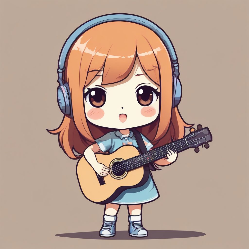 🎶音乐家Chibi！弹吉他陶醉表情，高细节8K艺术感头像