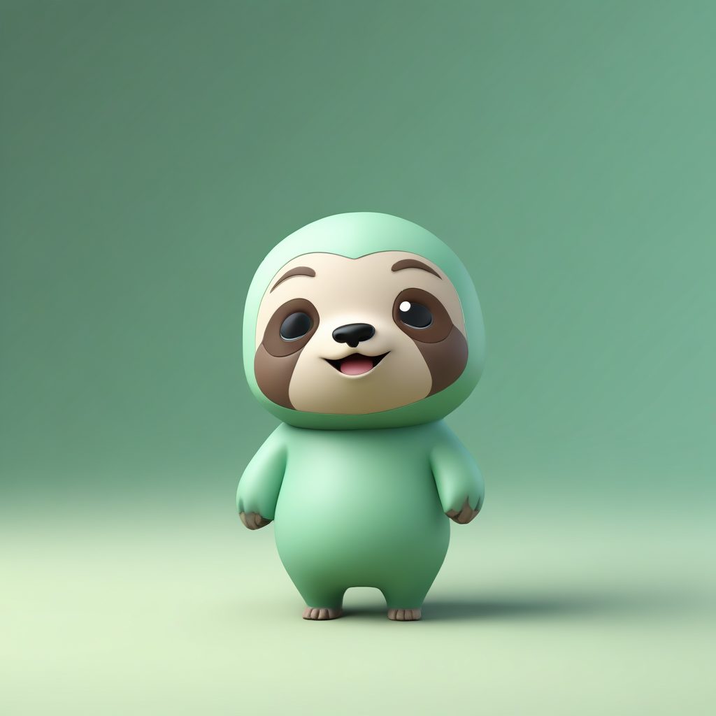 慵懒治愈系：Q版树懒全身像生成！3D建模+柔和光线，软萌感爆棚