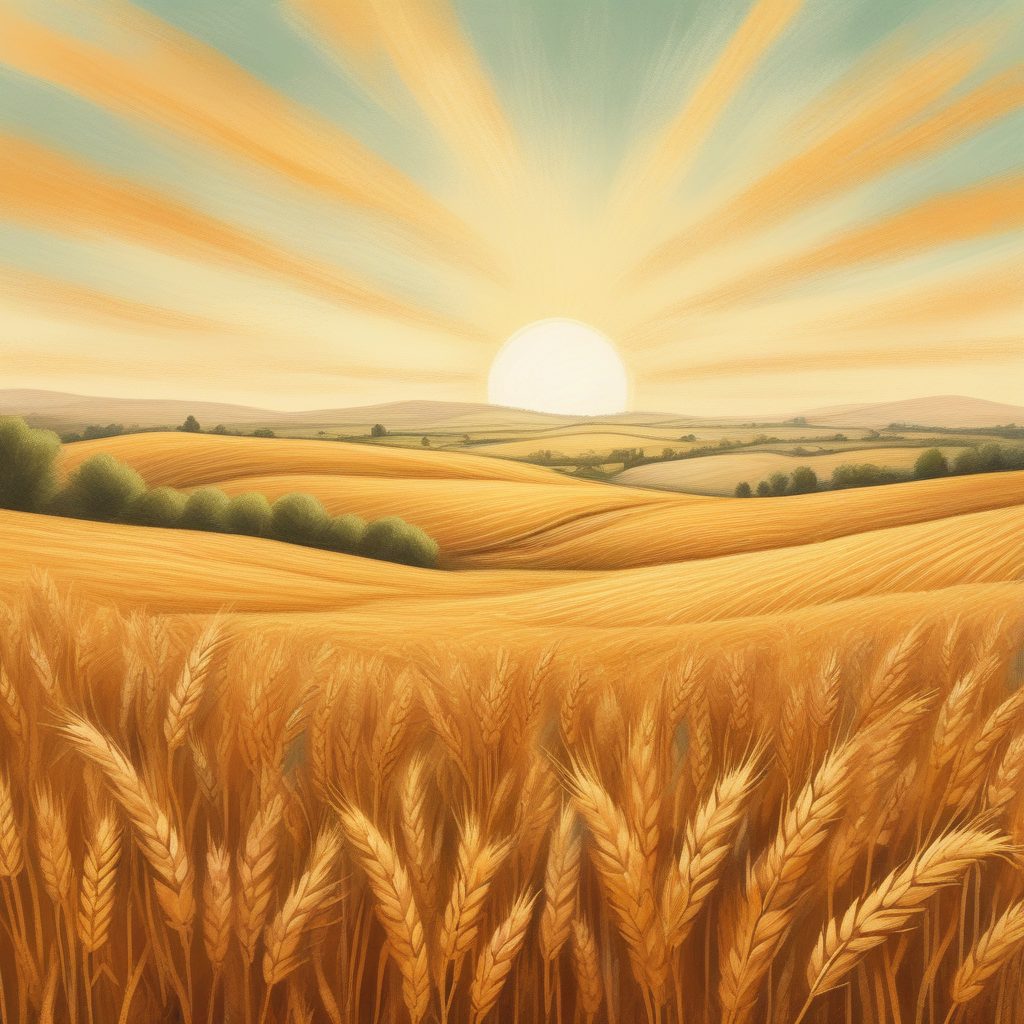 油画棒质感！梵高配色麦田风景，温暖治愈系手绘插画