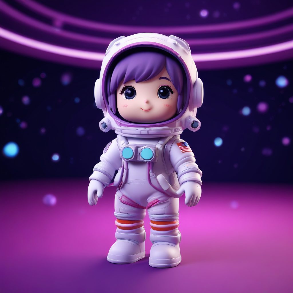 宇航员Q版手办: 失重漂浮动态与好奇探索表情AI生成