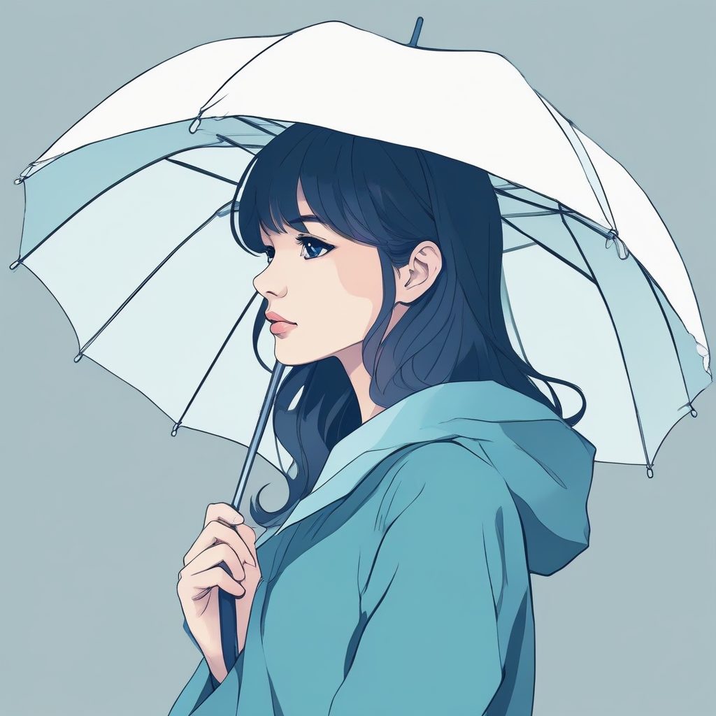 “雨天心情”极简头像:透明雨伞与低饱和灰色纯色背景