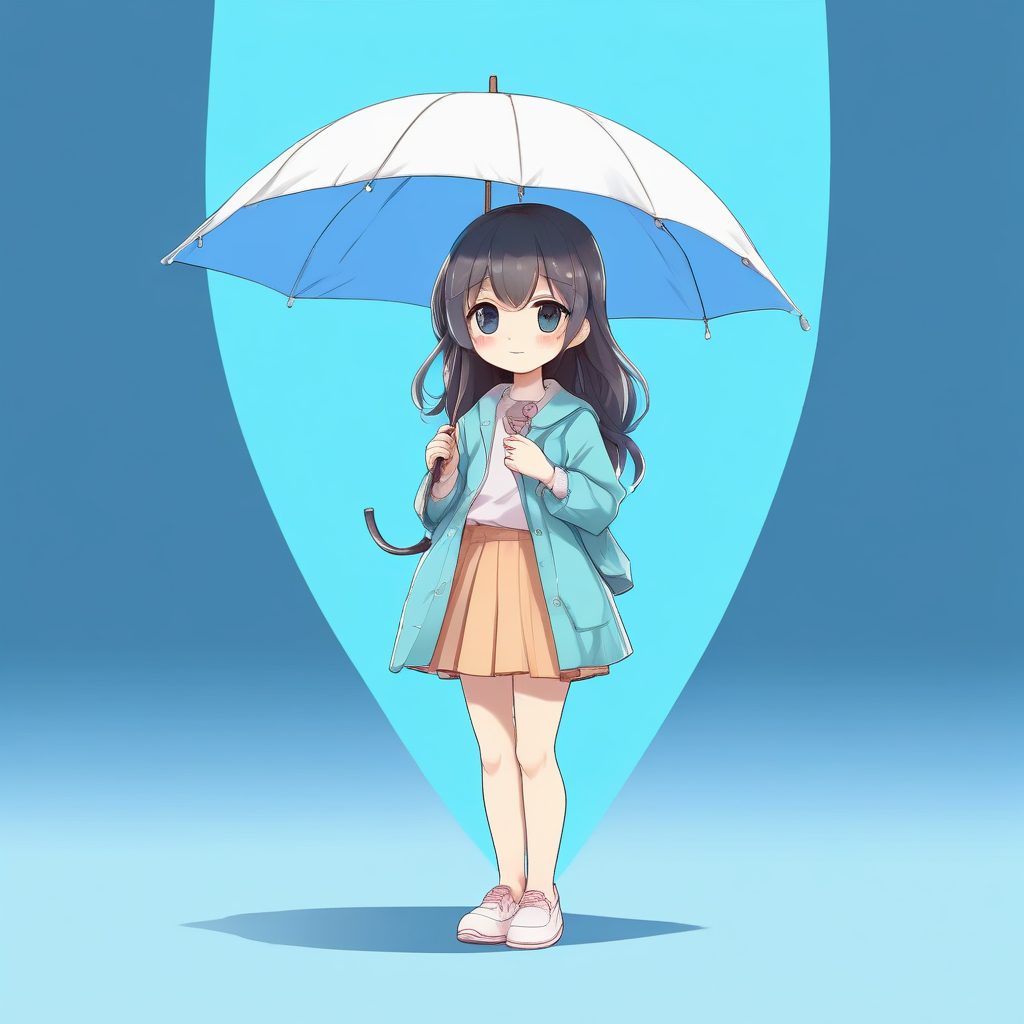 ☔️雨天治愈系！Q版撑伞少女插画，唯美光影壁纸生成！
