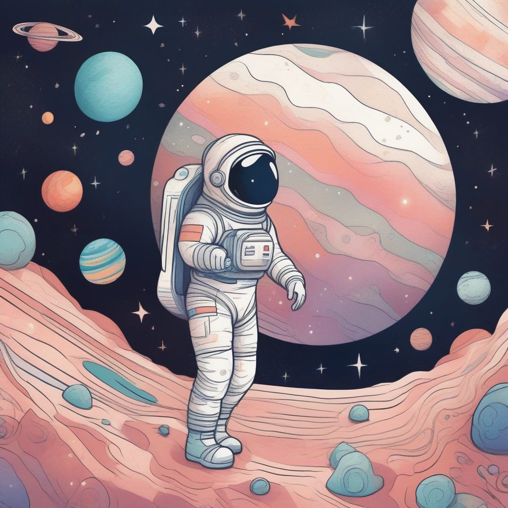 宇宙探索扁平插画:AI生成异想天开的太空故事书风格指南