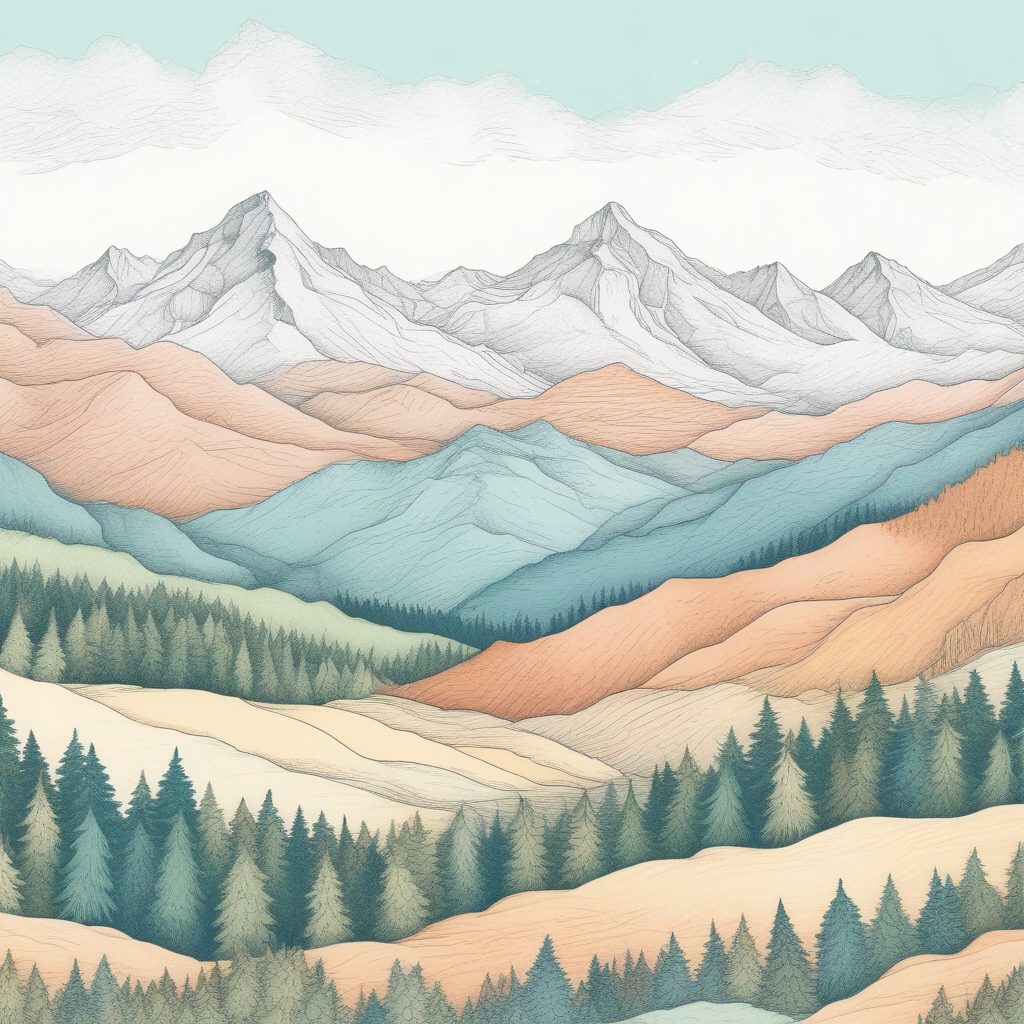 🏔️远方的山脉！温暖系蜡笔手绘，柔和粉彩色调壁纸！