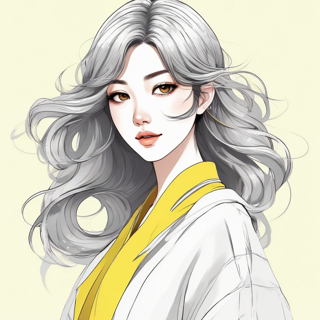 🍋元气感爆棚！柠檬黄配色少女插画：动态线条+干净纯色背景