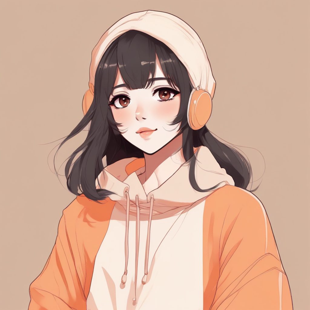 🍊元气橘调!可爱的灯笼袖毛衣少女线稿全身照,暖色系治愈