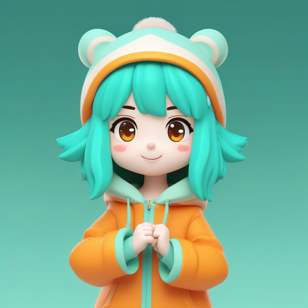 🎉元气满满!C4D盲盒Q版女孩举起双手庆祝冬日,动态姿势教程