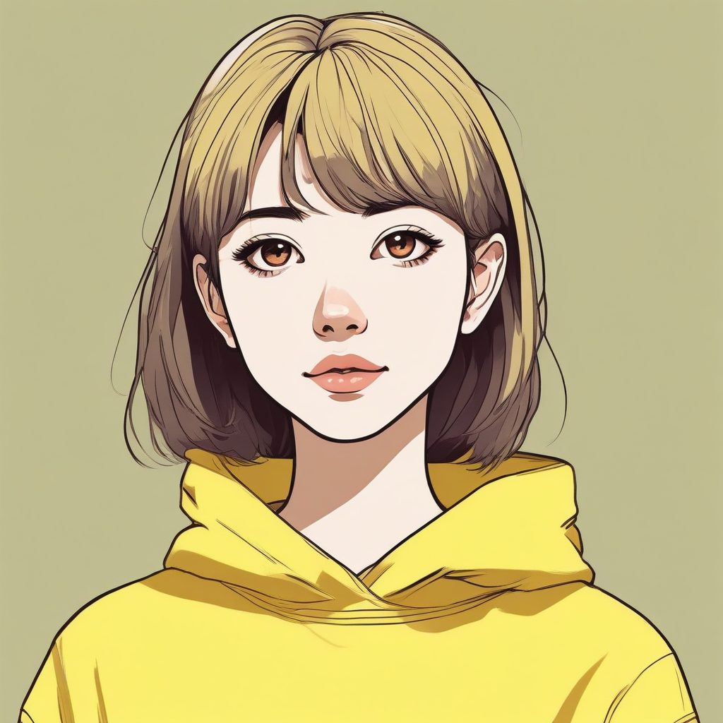 元气少女爆款头像生成！☀️ 柠檬黄极简线条插画，AI绘画亲测好用！