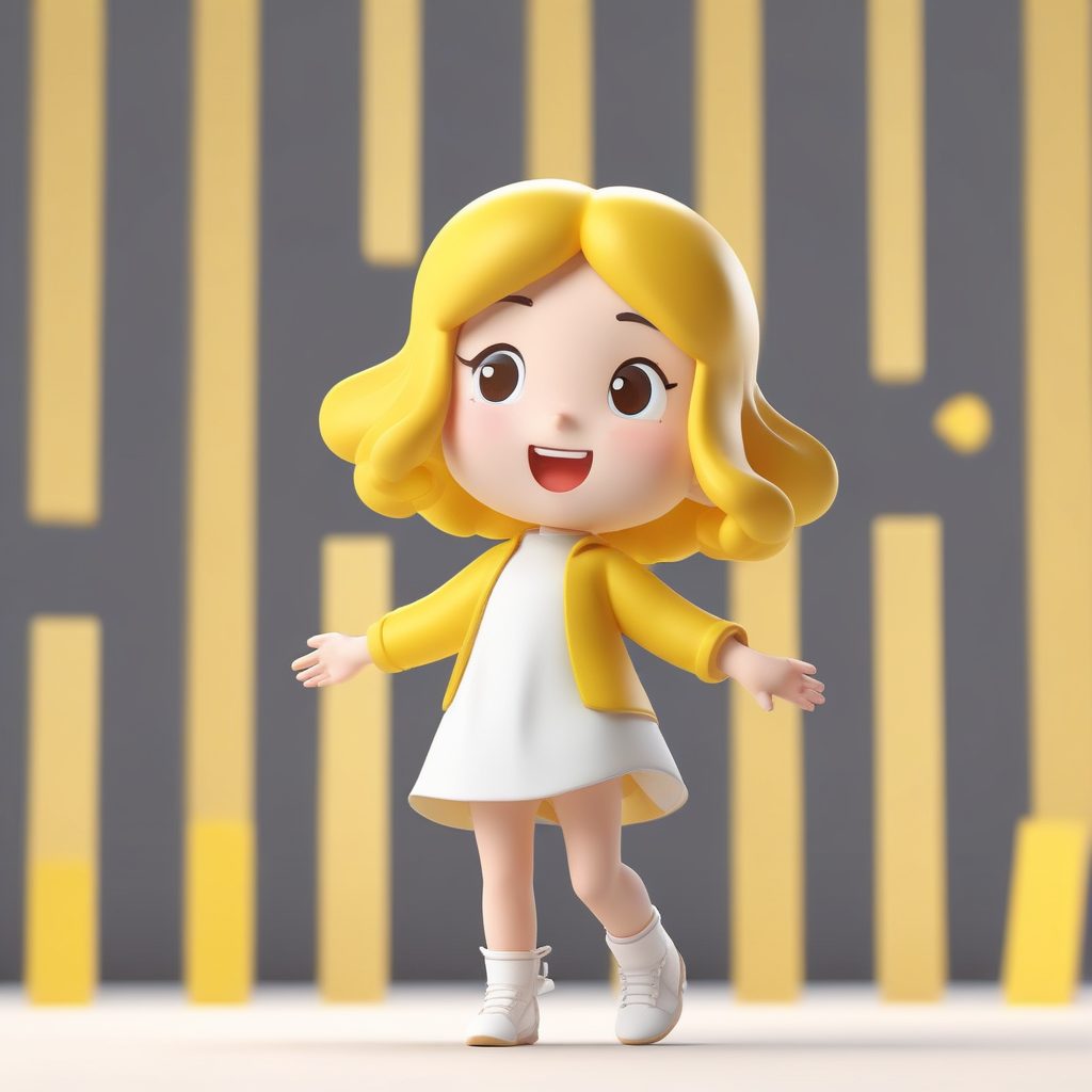 元气少女：跳跃动作Q版手办！治愈系黄油粘土头像提示词