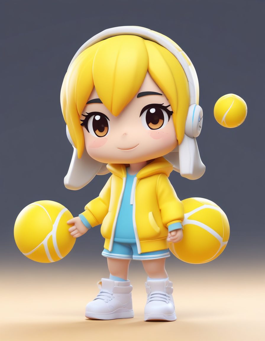 🎾元气运动健将Q版!网球女孩C4D全身动态像,充满活力的表情,太适合夏天了!