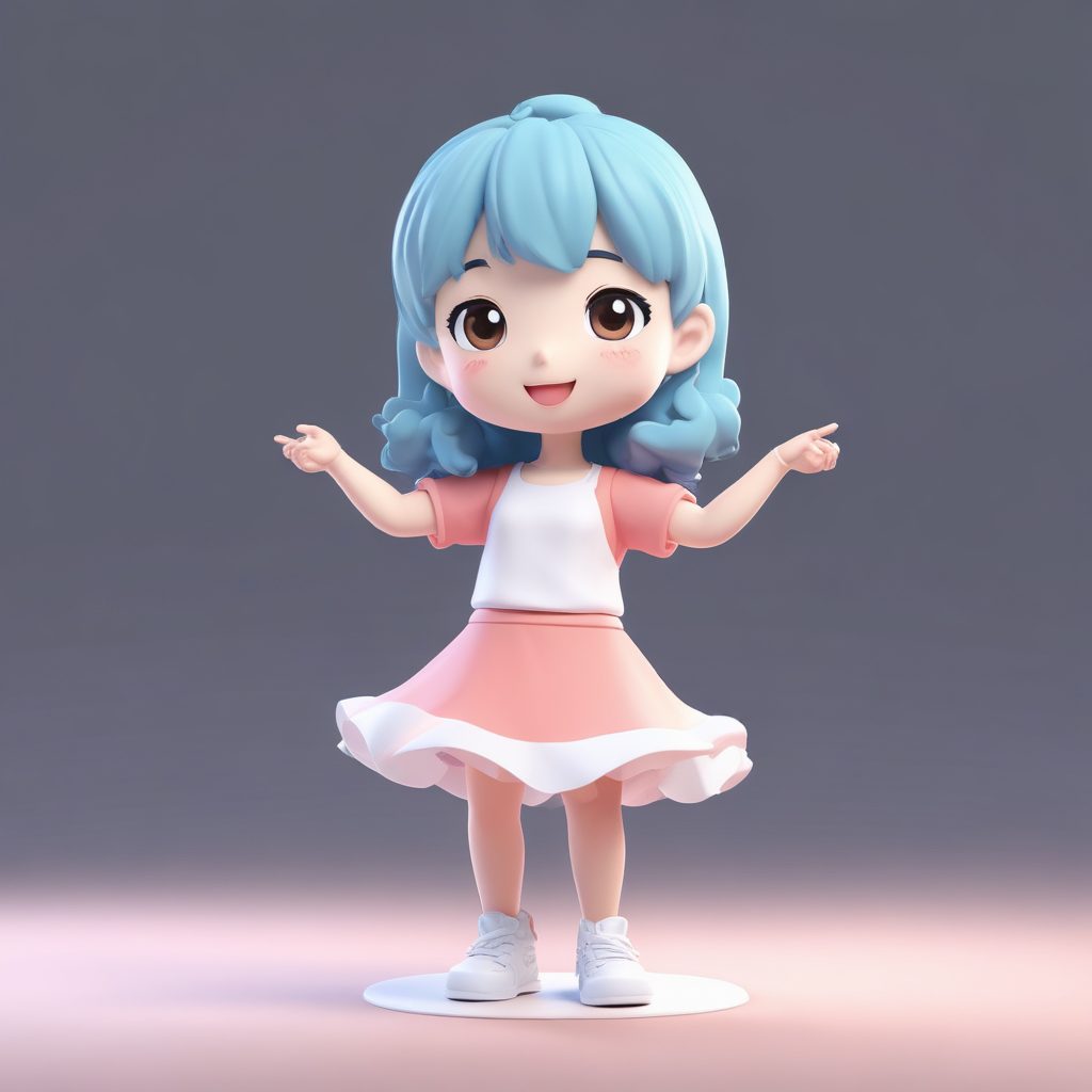 🎀元气炸裂！C4D黏土质感Q版舞蹈少女全身提示词｜动态头像首选
