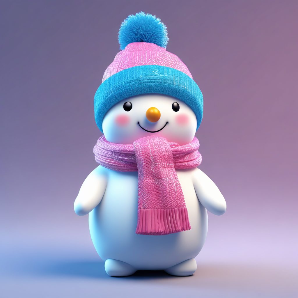 圆润可爱：Q版圣诞雪人3D模型绘图指令（C4D光线追踪、纯色背景）