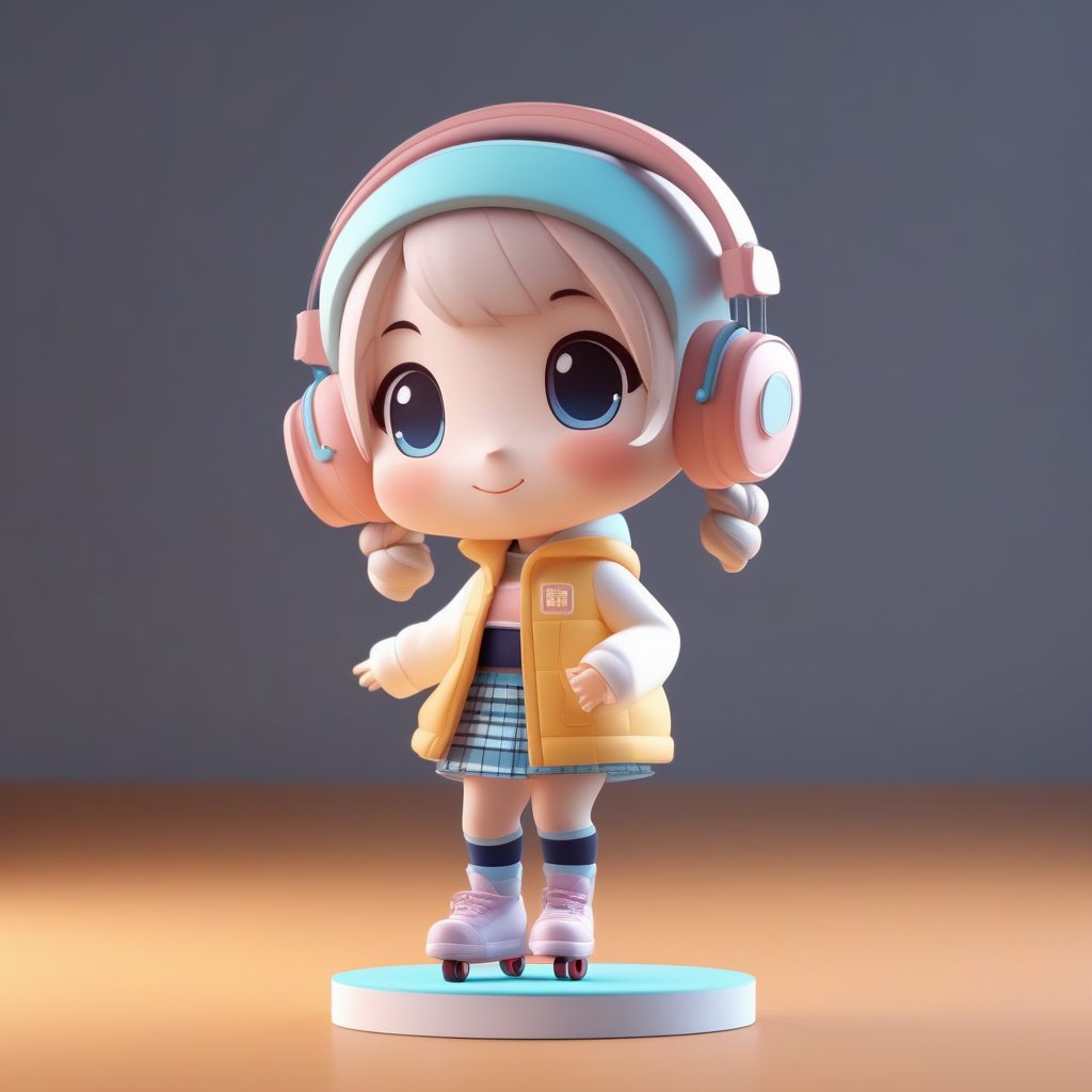 运动可爱风Q版手办:冬季溜冰短裙穿搭全身动态姿势