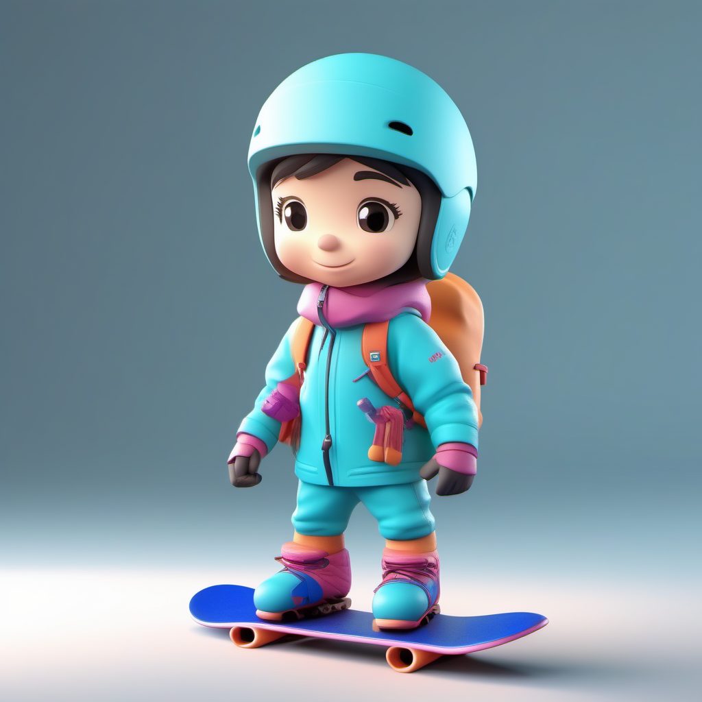 运动系Q版!3D渲染滑雪少年:纯色背景C4D建模教学