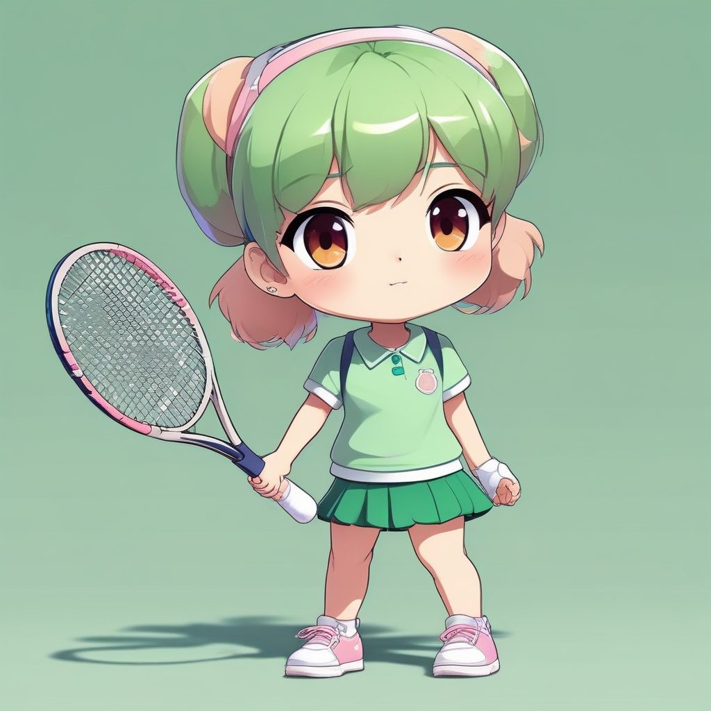 🎾运动系少女Q版！网球活力一个可爱时尚Q版动漫人物，表情动作丰富，全身照提示词分享