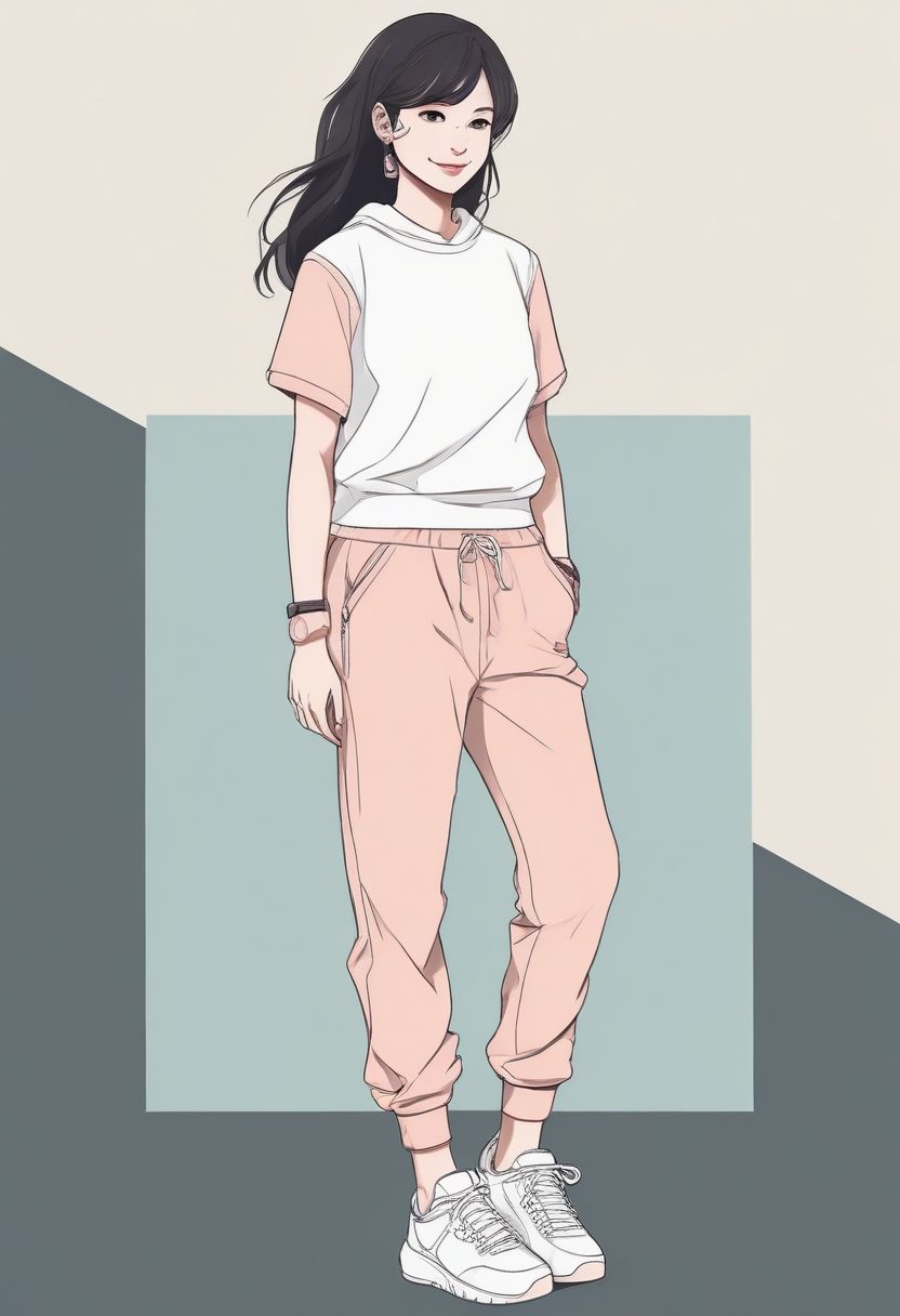 运动休闲风！极简线稿插画：运动鞋+短上衣女孩全身像，干净酷飒！