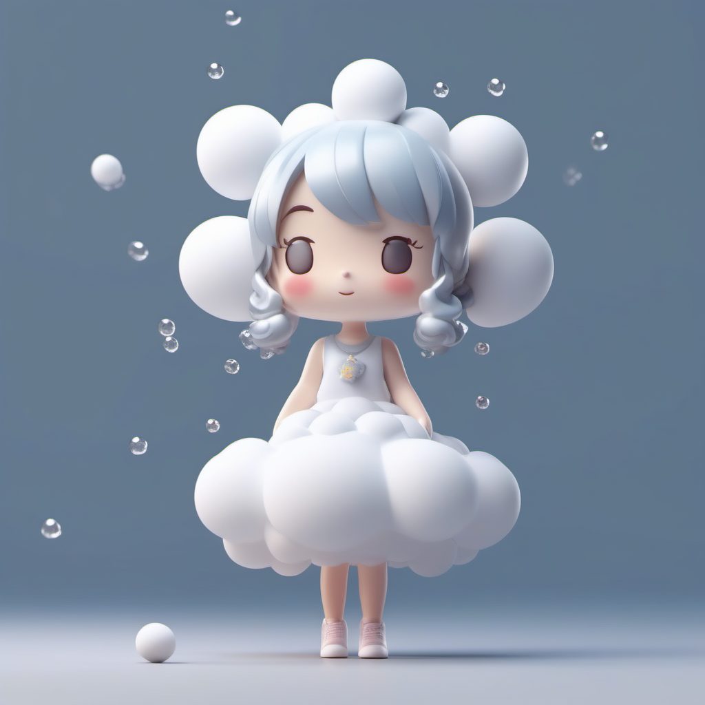 云朵低语者：极简动漫Q版手办C4D软光渲染提示词