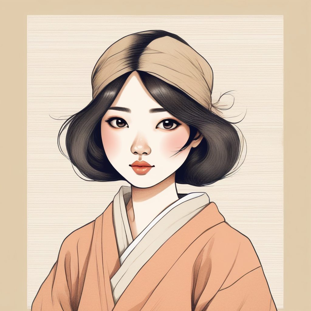 Midjourney：文艺少女手绘插画，报纸/杂志风彩色铅笔质感，文艺范十足