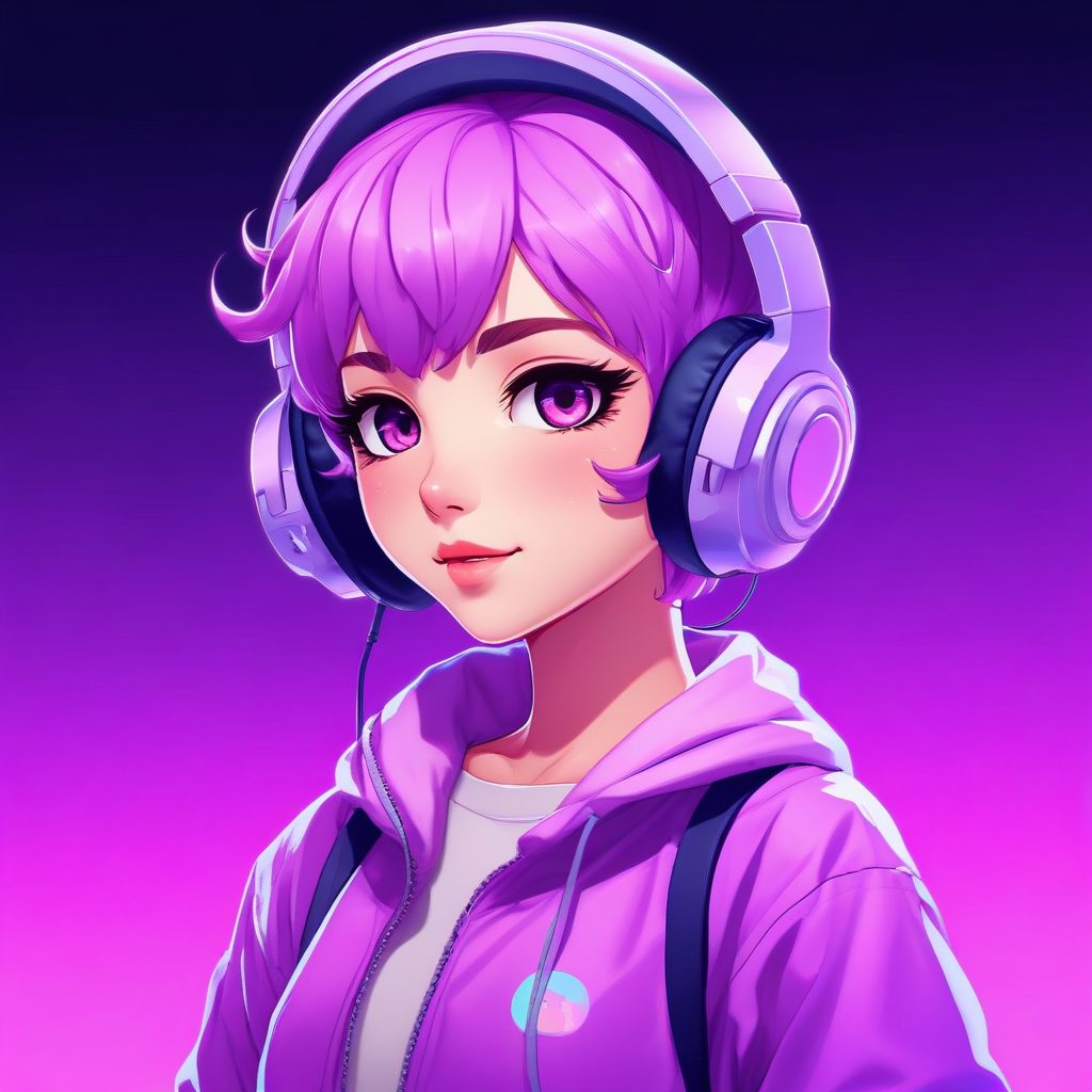 👾蒸汽波美学Q版！Vaporwave霓虹风女孩全身照，赛博朋克风头像