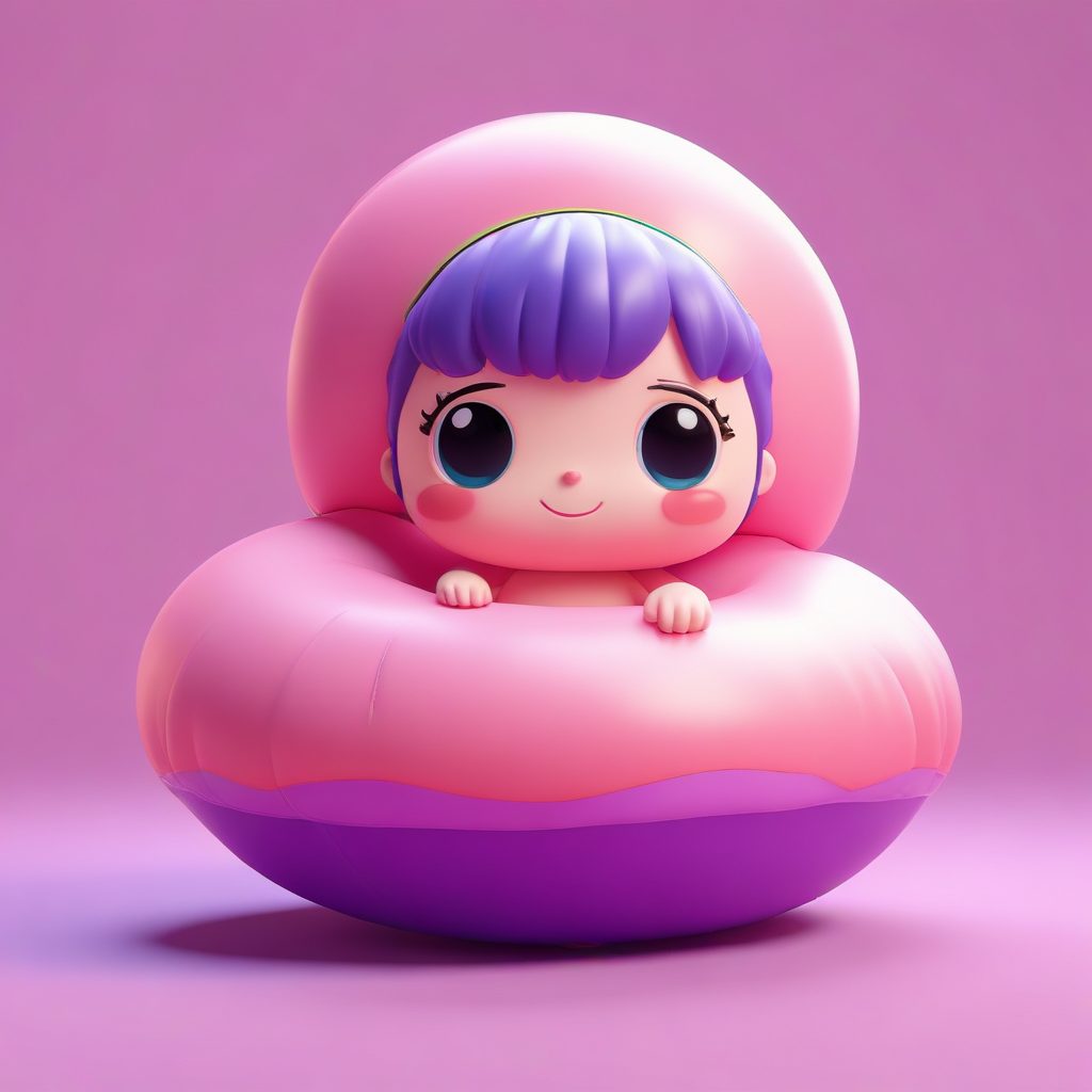 蒸汽波泳装Q版盲盒！80s复古美学，高饱和柔和色调3D模型