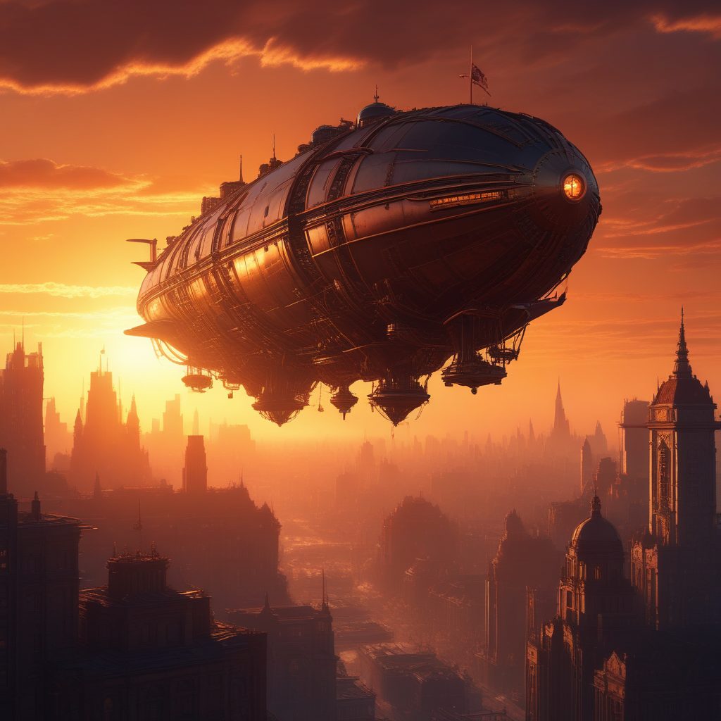 蒸汽朋克飞艇穿越金色黄昏：如何生成高细节AI绘画