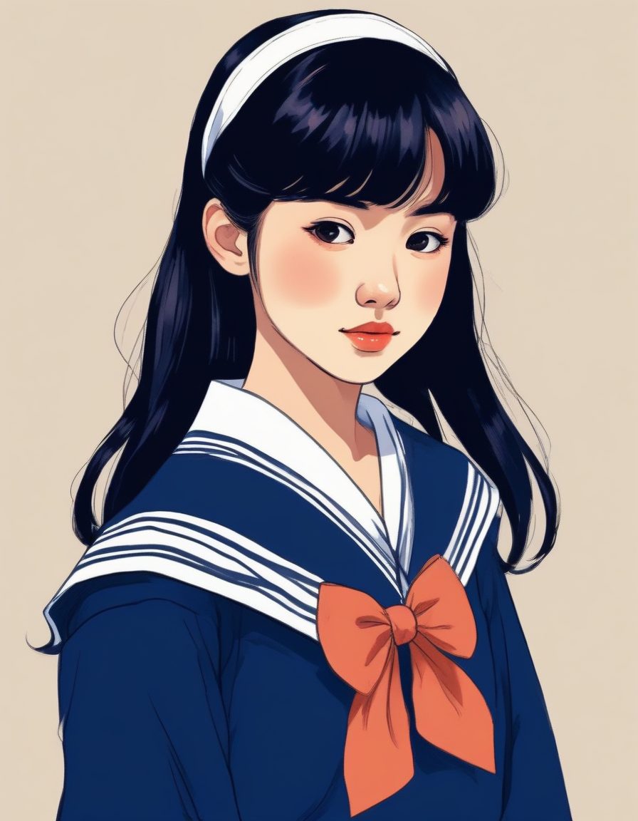 制服系穿搭:AI绘制日系水手服少女肖像(学院风插画)