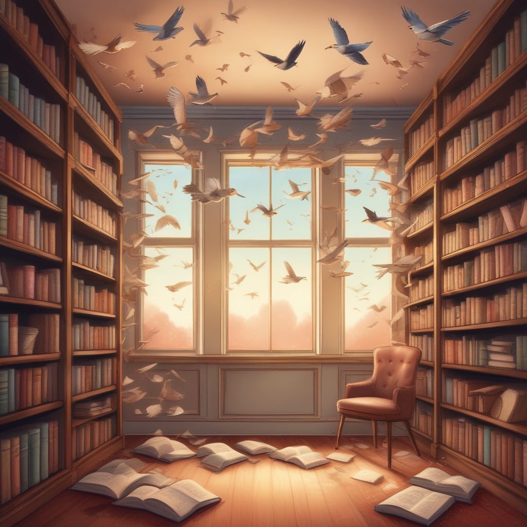 知识之翼｜会飞的图书馆，概念性手绘插画壁纸