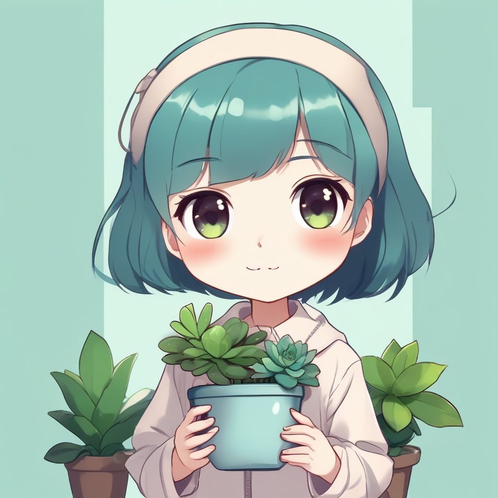 🌿植物学家Q版！自然治愈一个可爱时尚Q版动漫人物，表情动作丰富，清新绿植头像