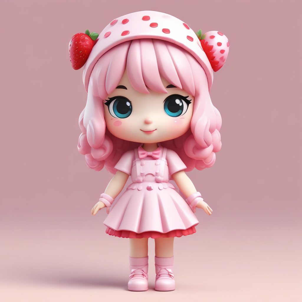 🍓治愈草莓熊！粉色甜点主题Q版女孩，黏土质感甜到齁