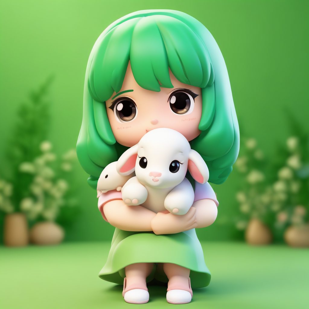 治愈田园风:抱着小羊羔的Q版女孩 3D粘土手办