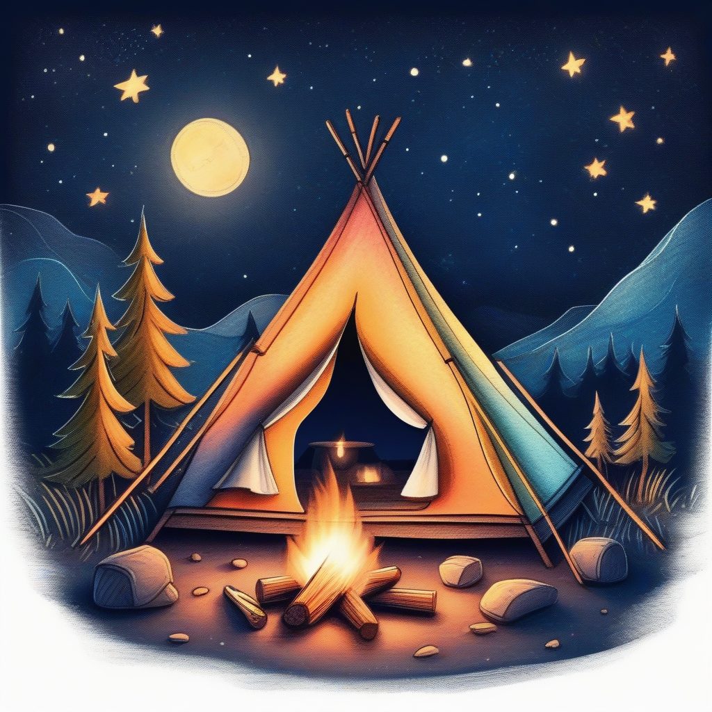 治愈系AI插画:户外露营扁平设计图生成技巧(含完整提示词)