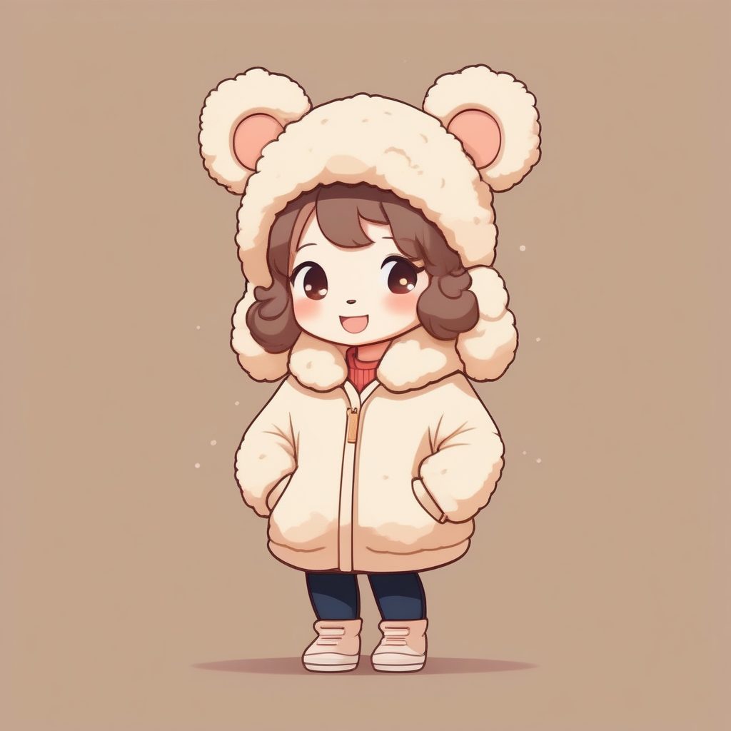 治愈系AI画风：泰迪绒外套Q版女孩提示词，奶油米色光影技巧