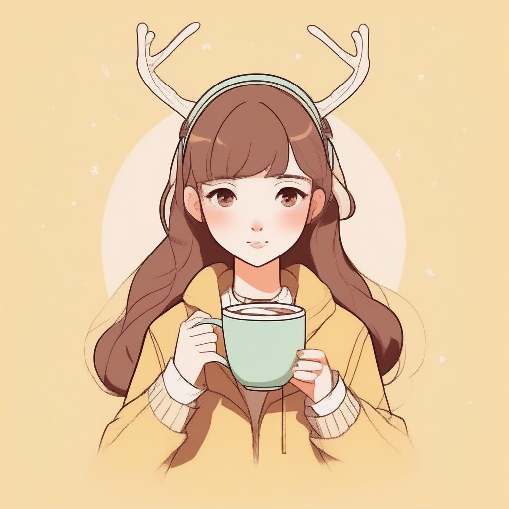 治愈系AI绘画:低饱和马卡龙风鹿角女孩冬季头像生成指南
