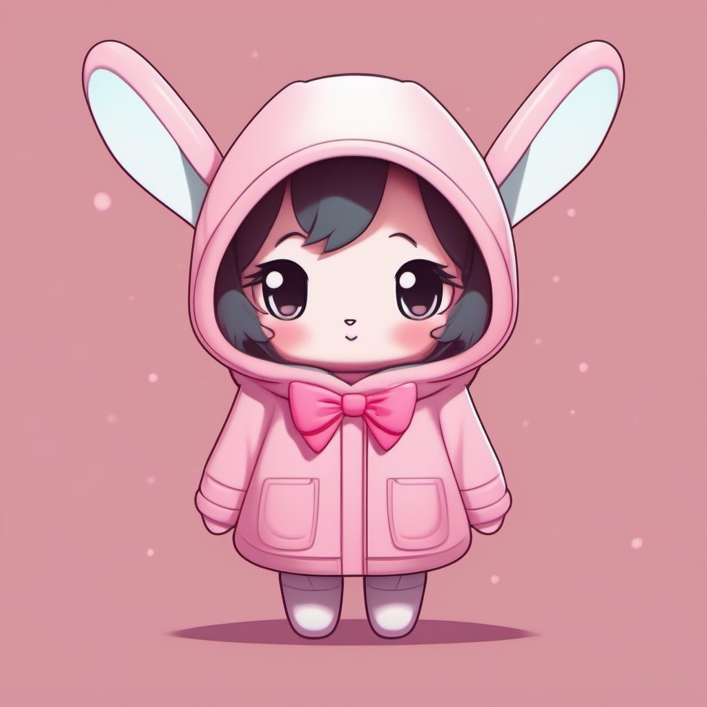 治愈系AI绘画提示词：甜美马卡龙色系冬日Q版兔女郎图
