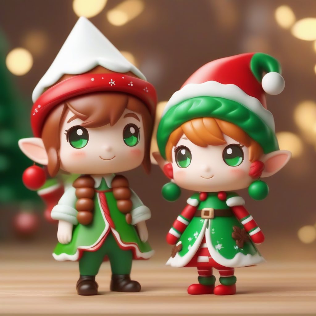 治愈系AI艺术:C4D粘土材质Q版圣诞精灵与姜饼人盲盒制作指南