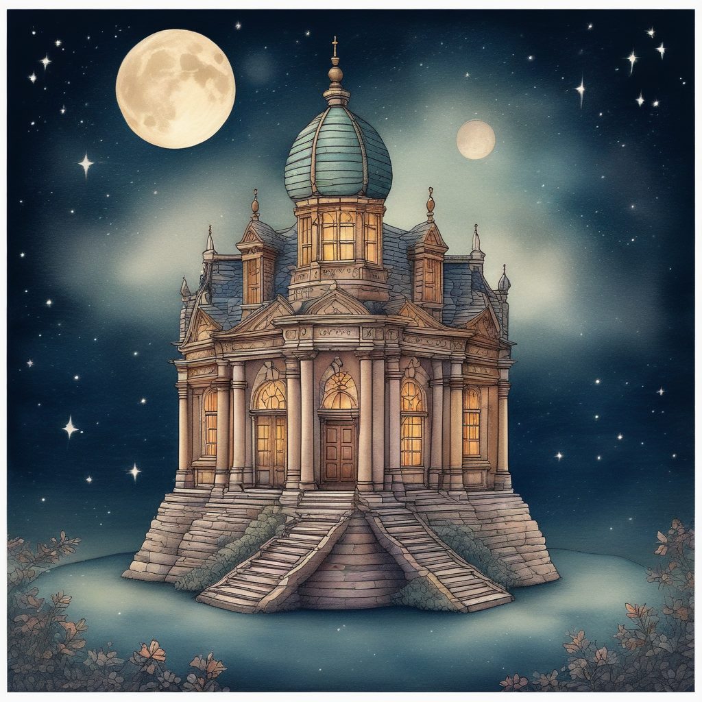 📚治愈系壁纸!彩铅手绘风:漂浮在星空中的温暖图书馆