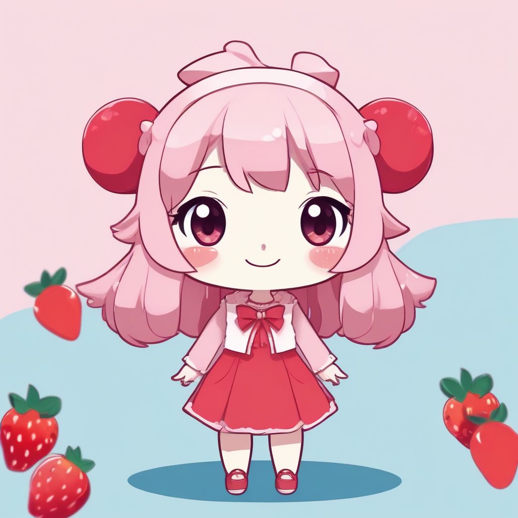 🍓治愈系壁纸！超甜Q版草莓少女全身像，高细节AI头像生成秘籍