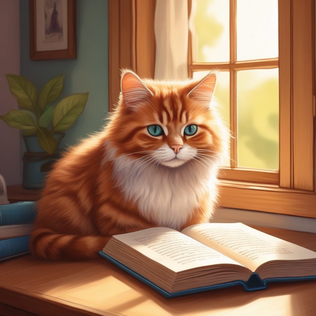 治愈系壁纸|手绘彩铅风,奶油小猫咪的午后阅读时光