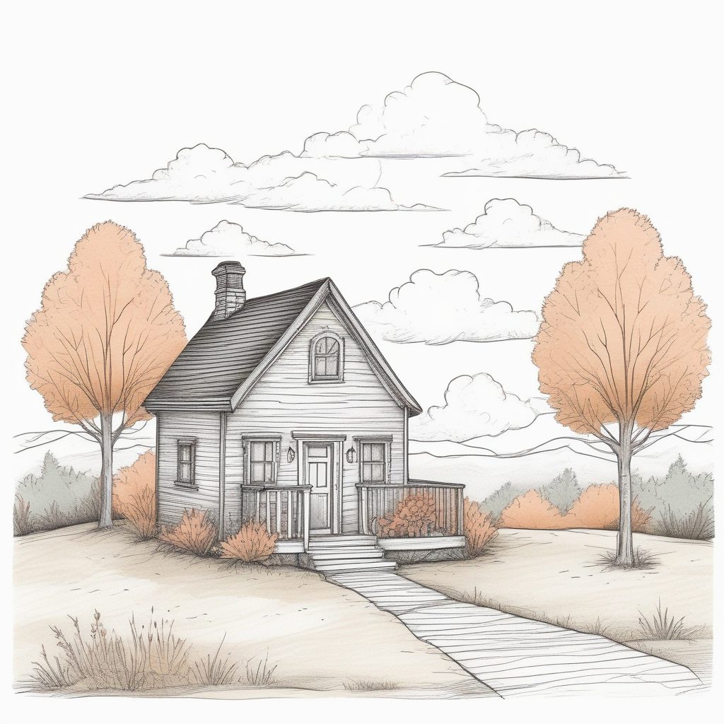 治愈系壁纸｜手绘极简线条小屋🏡，蜡笔风童话感，一秒温暖桌面！