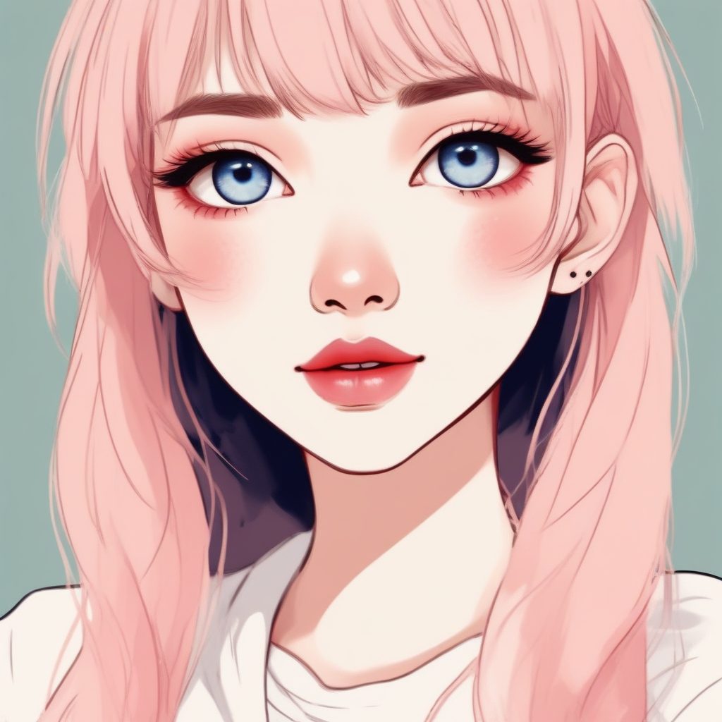 治愈系彩铅手绘：氛围感少女头像装扮，纯色背景温柔线稿插画分享