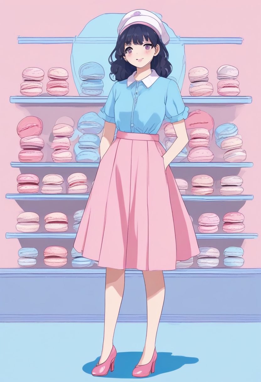 治愈系｜低饱和度极简风人像，粉蓝系少女全身图，直接保存做背景