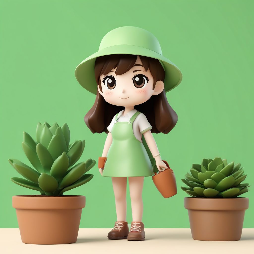 🌱治愈系顶流！Q版小园丁全身像提示词 | 黏土质感壁纸素材