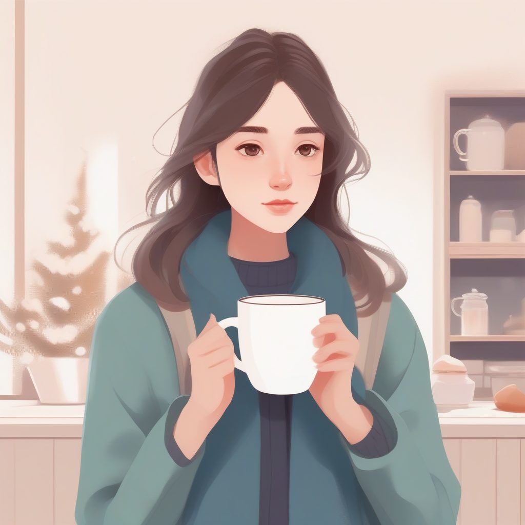 治愈系冬季肖像:赛璐珞上色热可可少女AI提示词解析