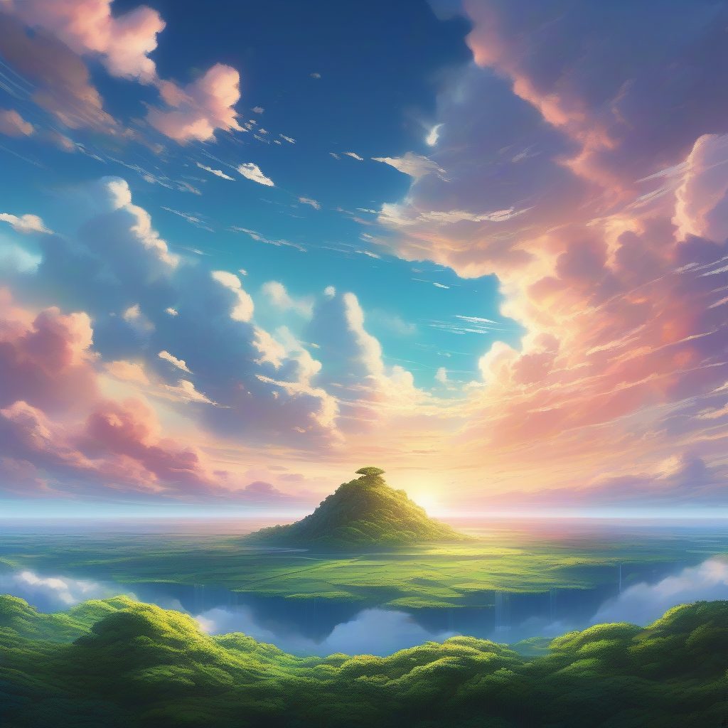 治愈系动漫风景高清壁纸：新海诚笔下的空中岛屿与流云