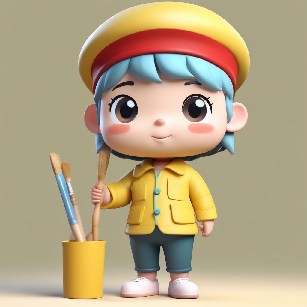 🎨治愈系画家Q版！Midjourney咒语：艺术气息黏土手办，温柔配色