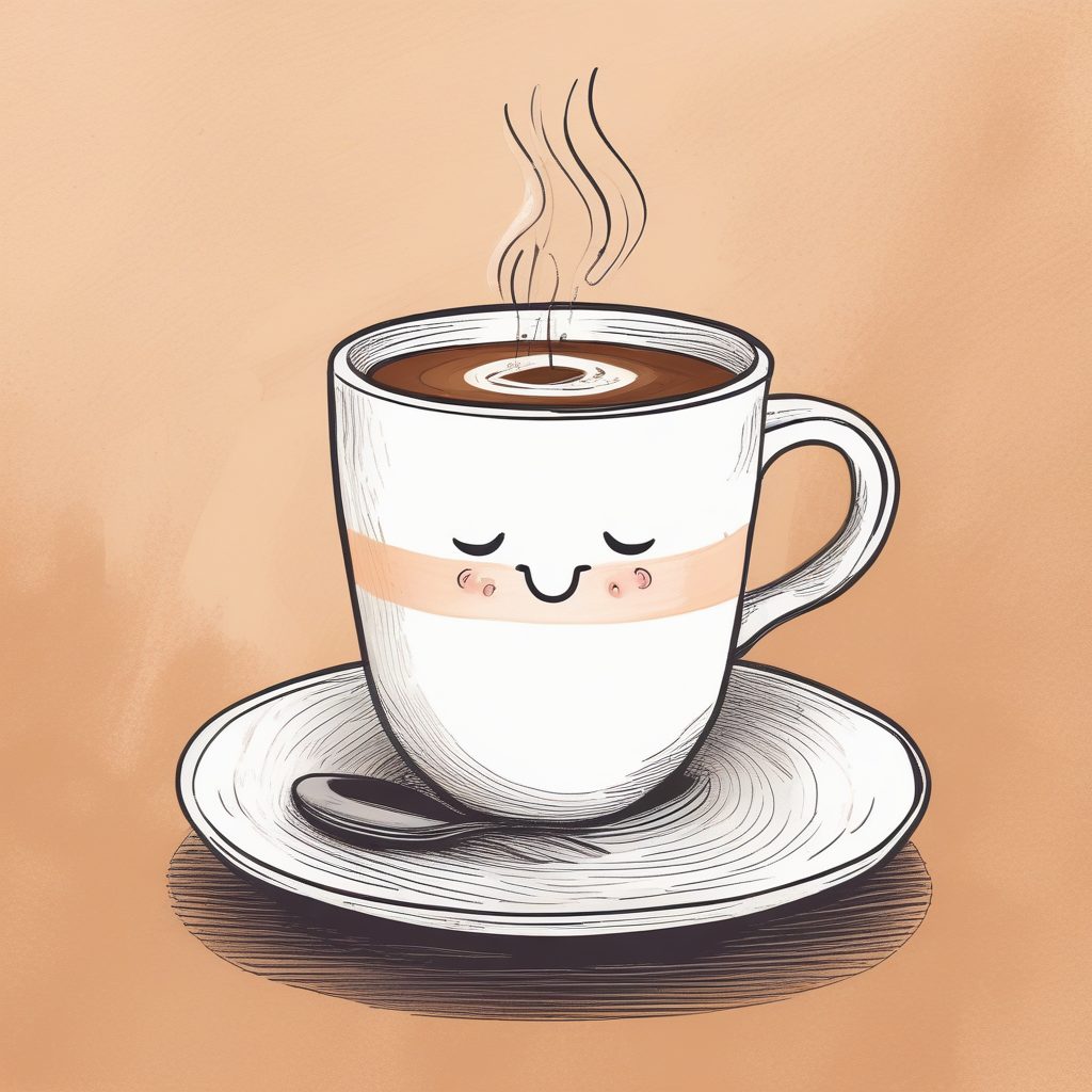 ☕️治愈系咖啡杯极简线条画：温馨故事书插画风